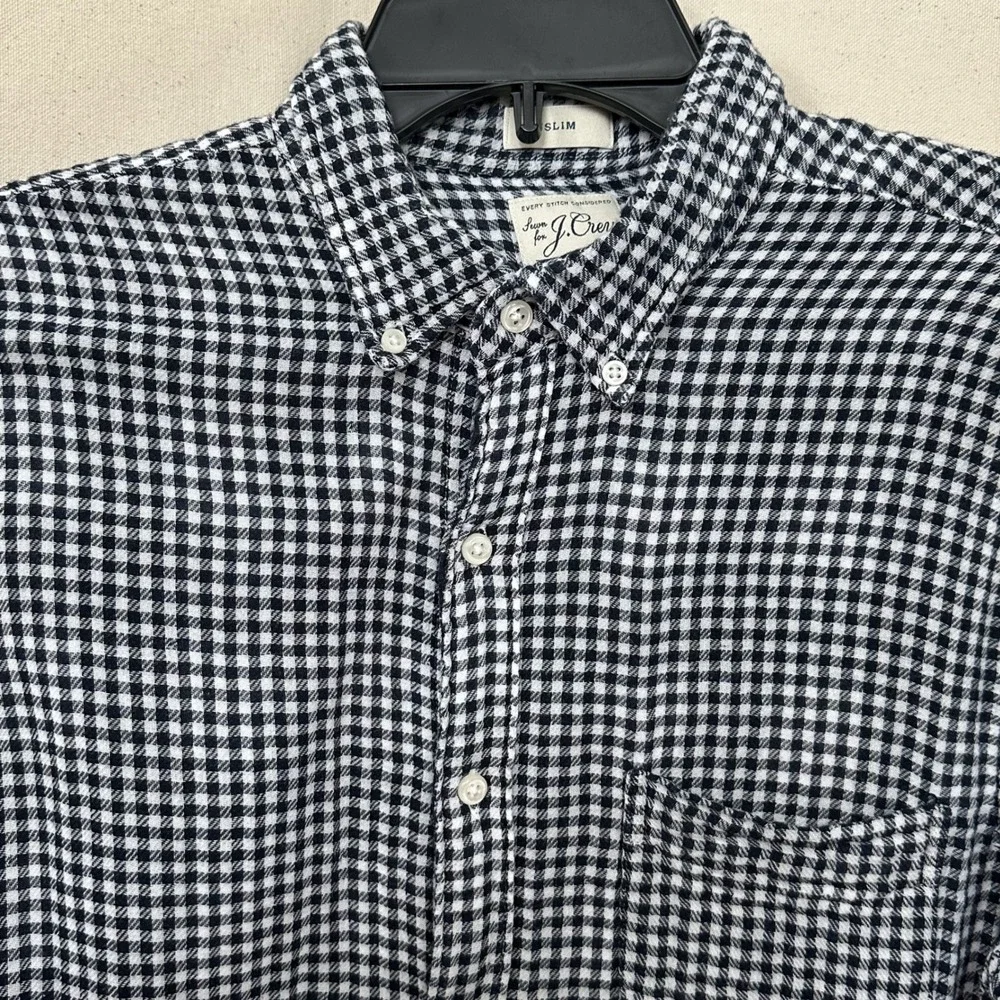 J. Crew Slim Fit Double Cloth Gingham‎ Plaid Button Down Shirt M Beach Preppy